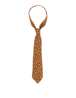 Hermes Floral Print Tie, Silk, Burgundy/Yellow, 7734OA, 3*